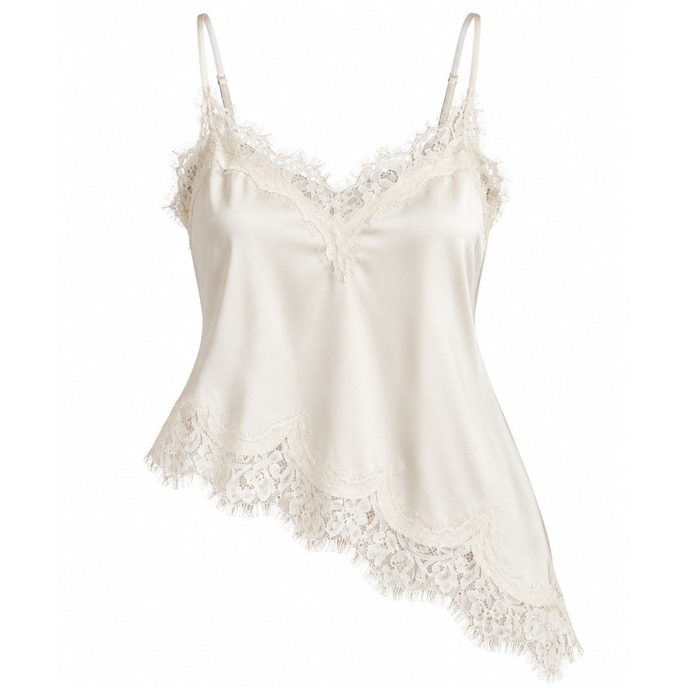 Open Edit Lace Trim Satin Camisole M Ivory Asymmetrical NWT $69 Nordstrom